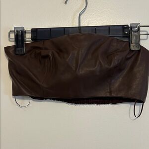 Free People Brown Leather Crop Top